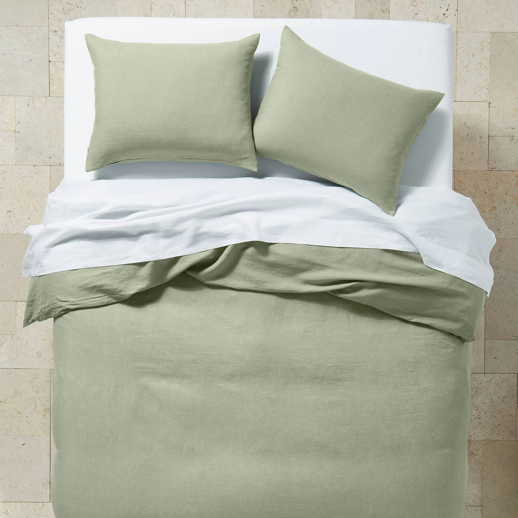 Sage Green Linen Duvet and Sham Set P612361