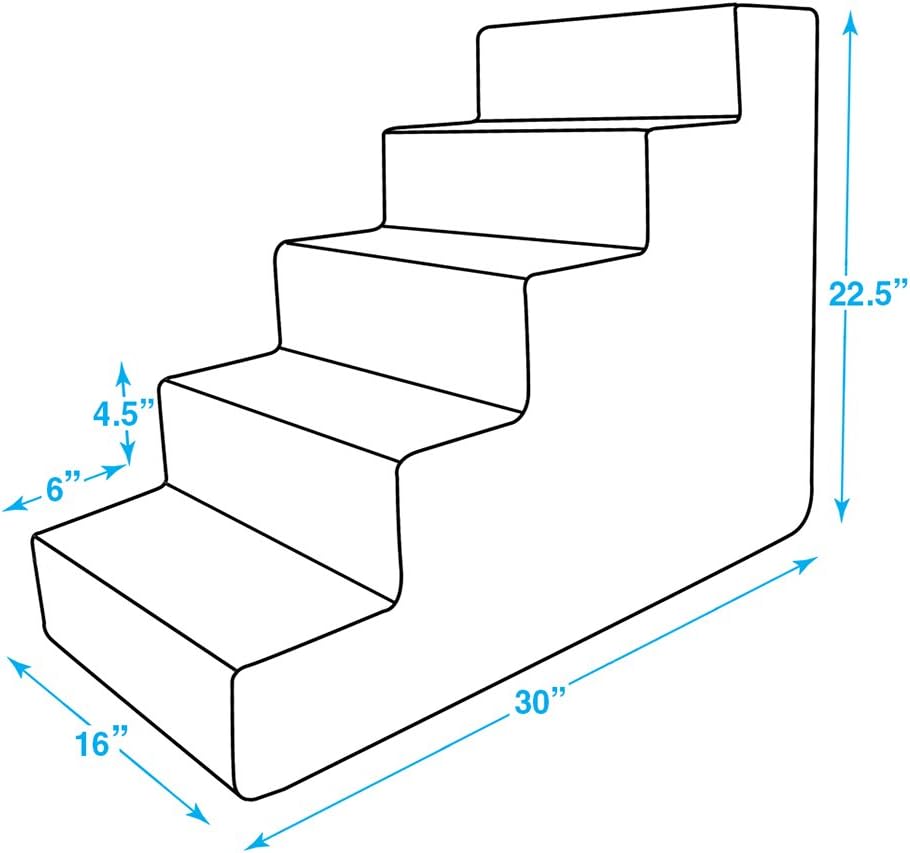 Gray Lattice Print 5-Step Pet Steps and Stairs with Foam, Pack of 2 H9217