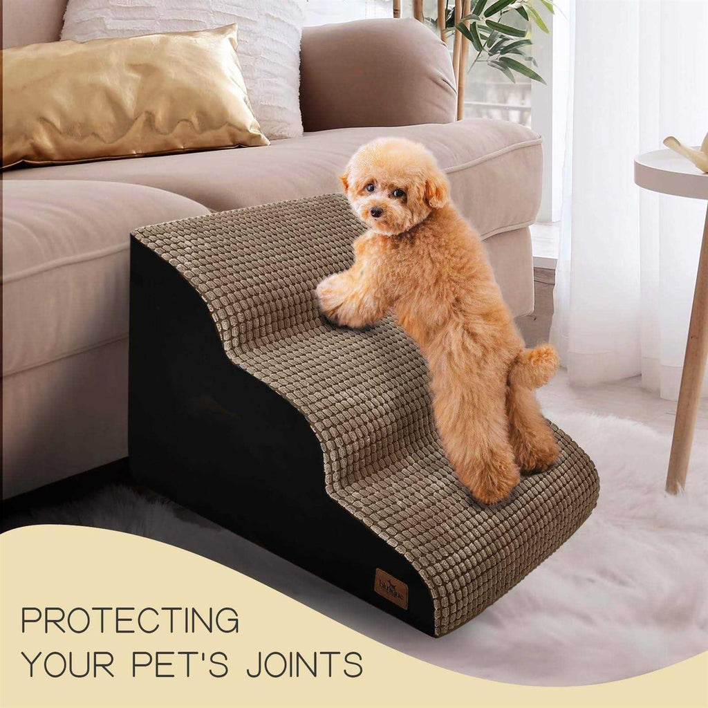 4-Step Corduroy Non-Slip High Density Foam Dog Steps Y487