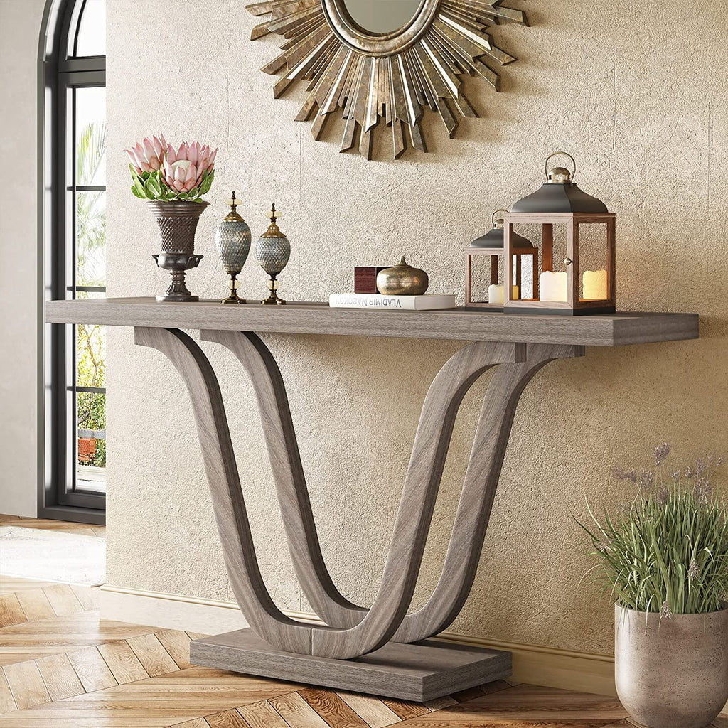 55-inch Grey Wood Rustic Console Table L342