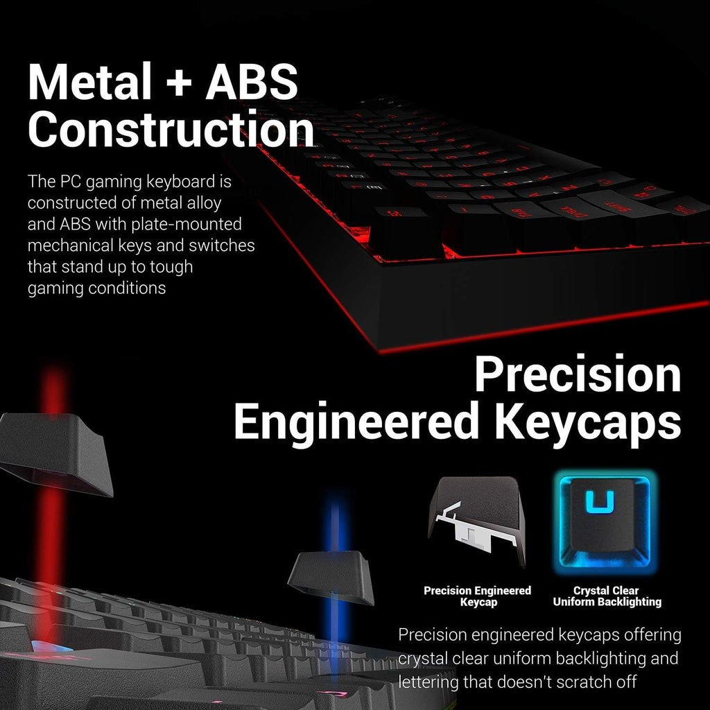 Mechanical Gaming Keyboard and Mouse Combo, Tenkeyless, 60% with Arrow Key, 7200 DPI Mouse, Pack of 2 V568