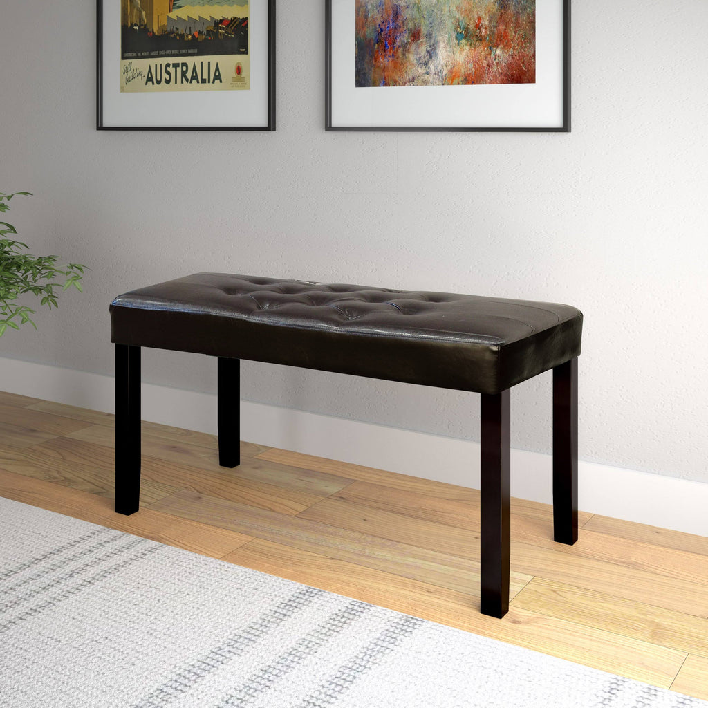 Red Leatherette Bench K13936
