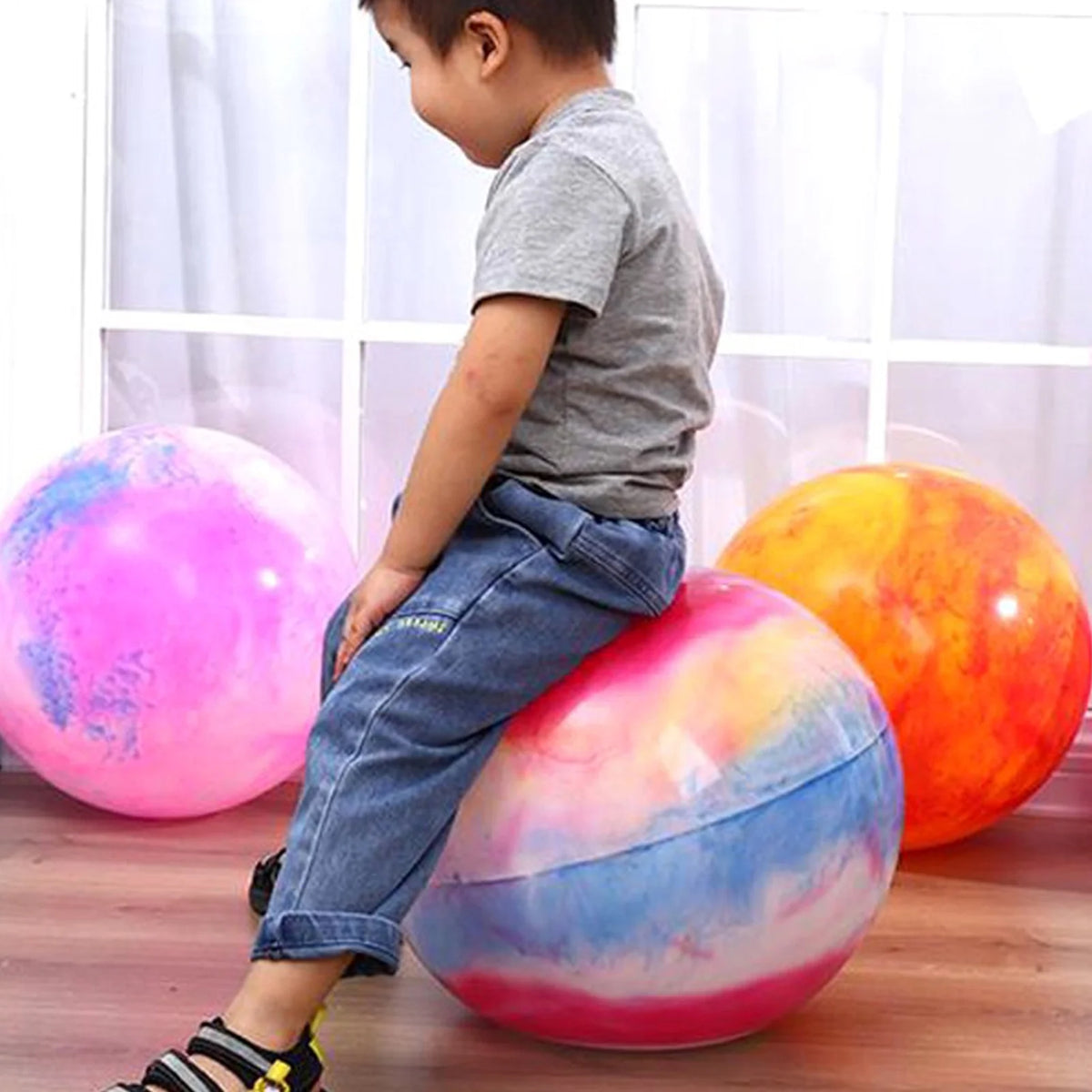 4Pcs 15 Inch Marbleized Bouncy Rubber Playground Sensory Balls G620054