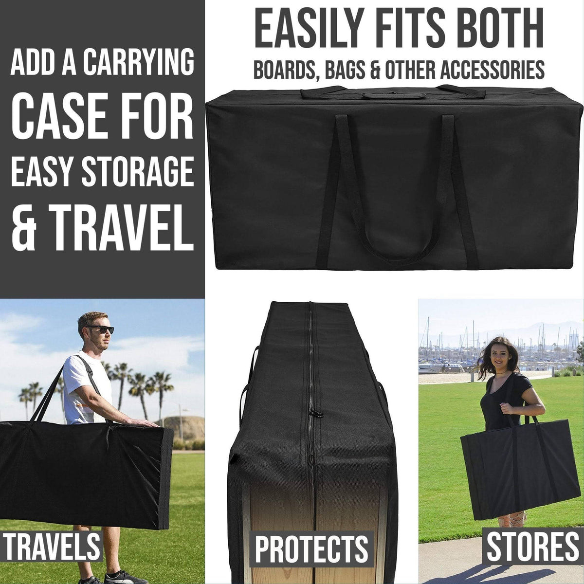 Black Nail Cornhole Set with Carrying Case T792295