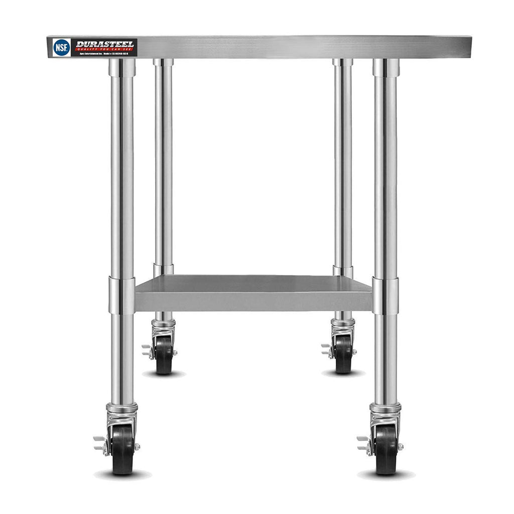 Stainless Steel 24 x 18 Inch Metal Work Table Cart with Caster Wheel L551