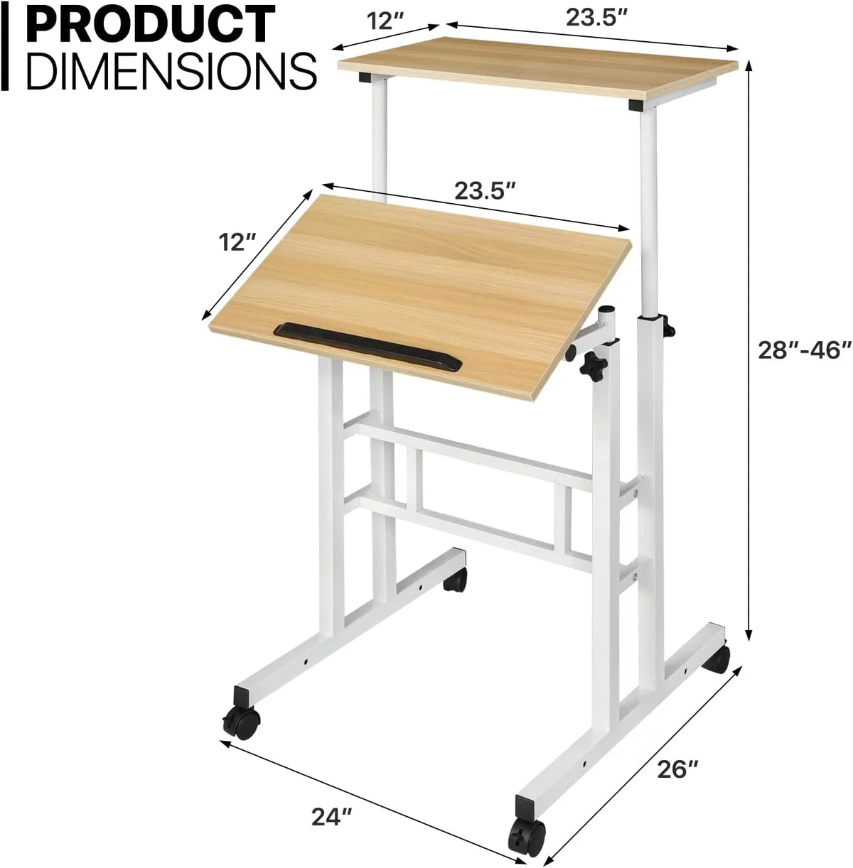 Adjustable Mobile Standing Desk with 2 Platforms Q9743