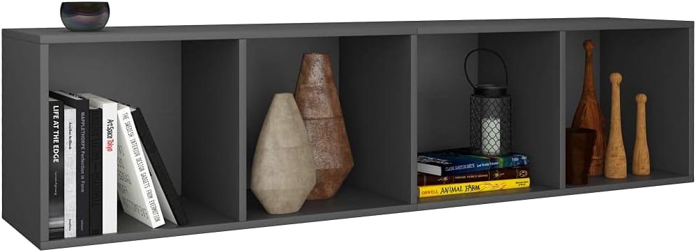 Gray Book Cabinet/TV Cabinet 14.2inch x11.8inch x56.3inch Particle Board Pack of 2 U899