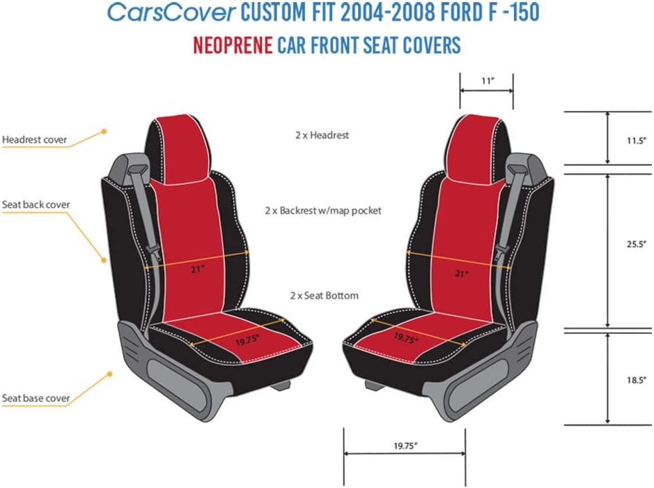Red Rose & Black Neoprene Front Seat Covers for Ford F150 Pickup Truck K5183