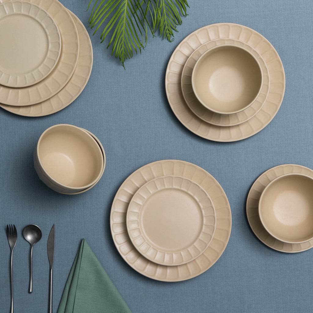 Stoneware Dinnerware Set, 12-piece, Parchment J8381