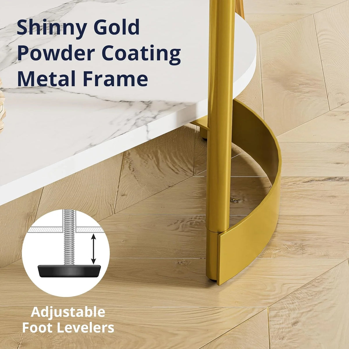 Gold 2-Tier Faux Marble Console Table Z6861