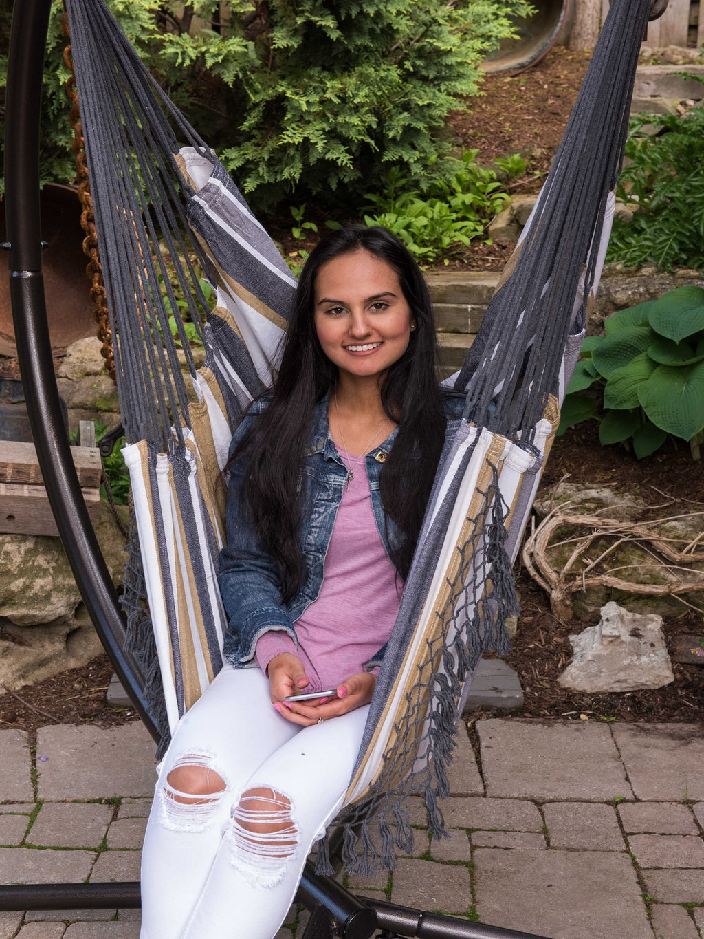 Grey Hammock Chair with Hanging Bar Q214