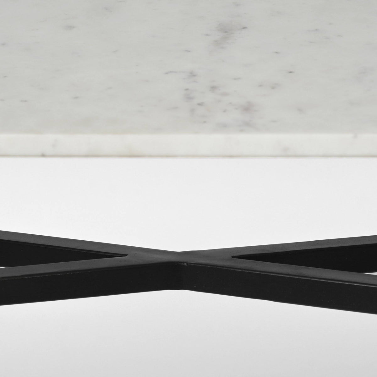 White Marble Top Black Metal Frame Console Table I145