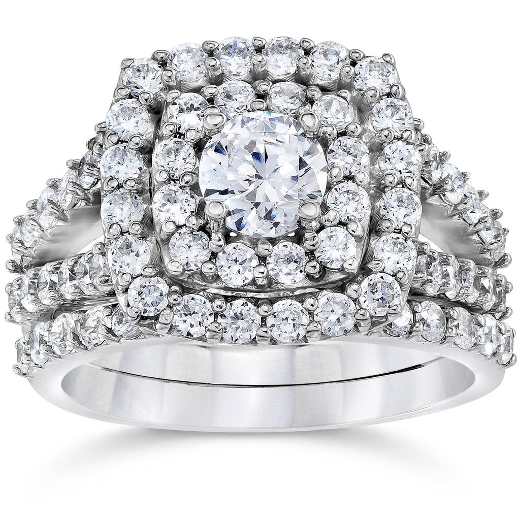 2 Ct Diamond Engagement Halo Ring Set I7920