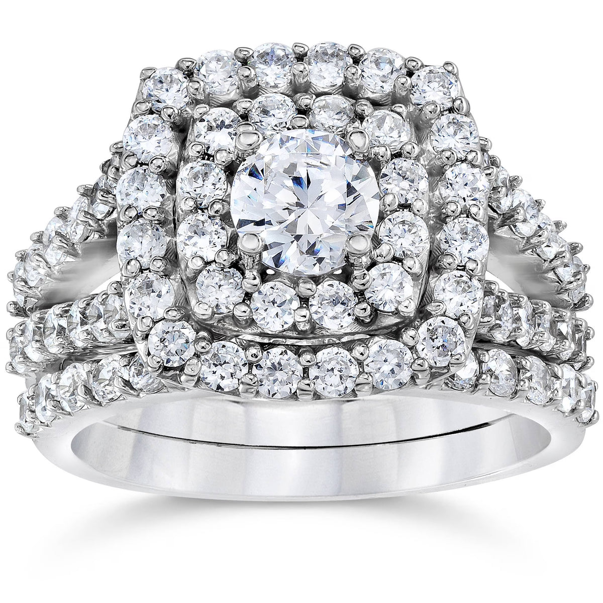 2 Ct Diamond Engagement Halo Ring Set I7920