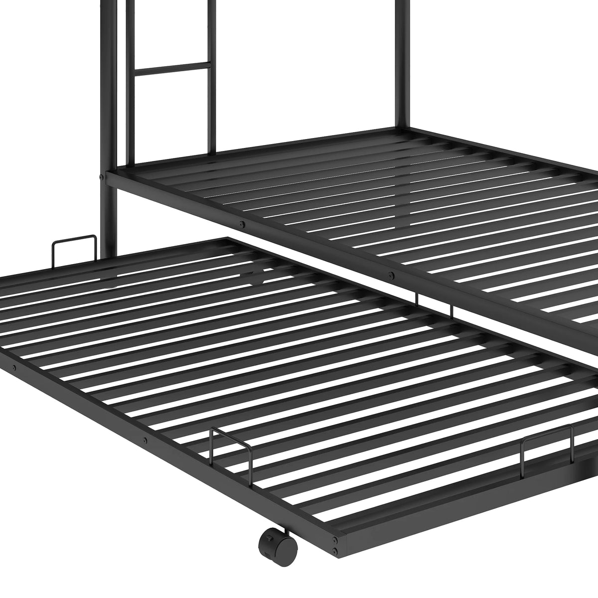 Black Metal Twin over Twin Bunk Bed with Trundle O2756