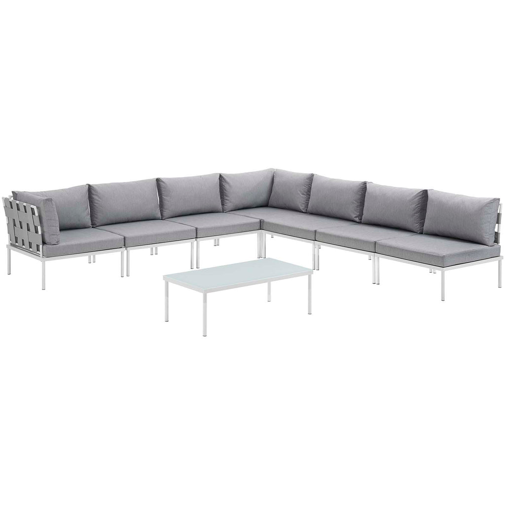White Gray 8 Piece Outdoor Aluminum Sectional Sofa Set F383620