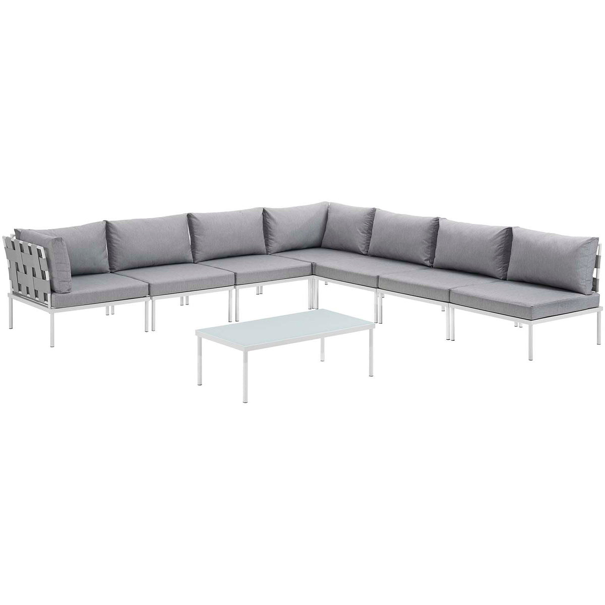 White Gray 8 Piece Outdoor Aluminum Sectional Sofa Set F383620