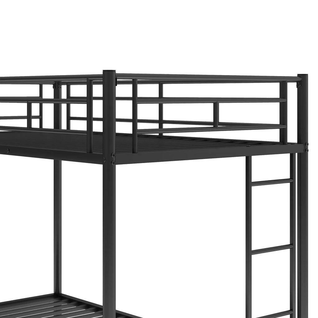 Black Metal Twin over Twin Bunk Bed with Trundle O2756