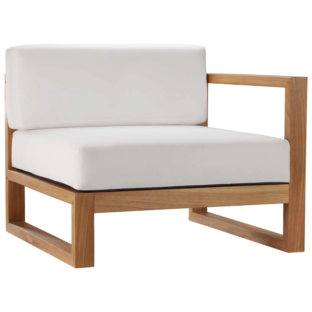 White Teak Wood Fabric Lounge Chair Z386