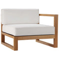 White Teak Wood Fabric Lounge Chair Z386