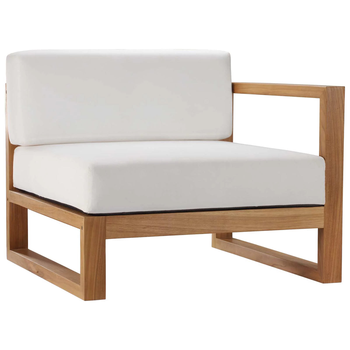 White Teak Wood Fabric Lounge Chair Z386