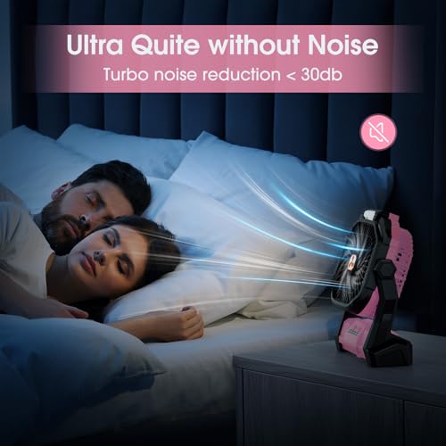 Portable Rechargeable Fan 20000mAh with LED Lantern Pink X386
