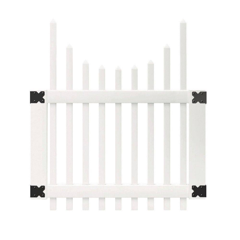 White Vinyl Scalloped Top Picket Fence Gate K927351