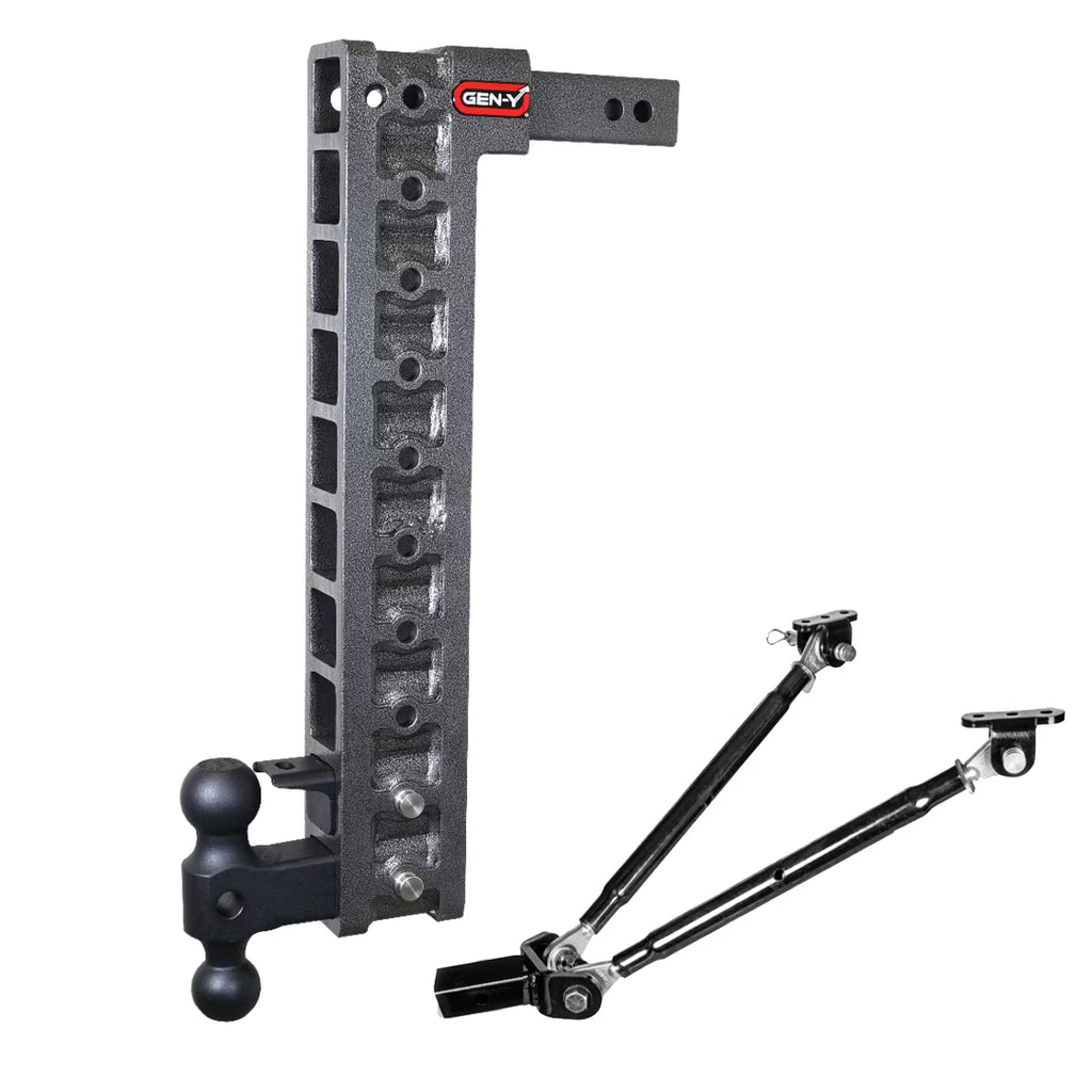 Adjustable 22.5" Drop Hitch with Dual-Ball, Pintle Lock, Stabilizer Kit for 2" Receiver S475943