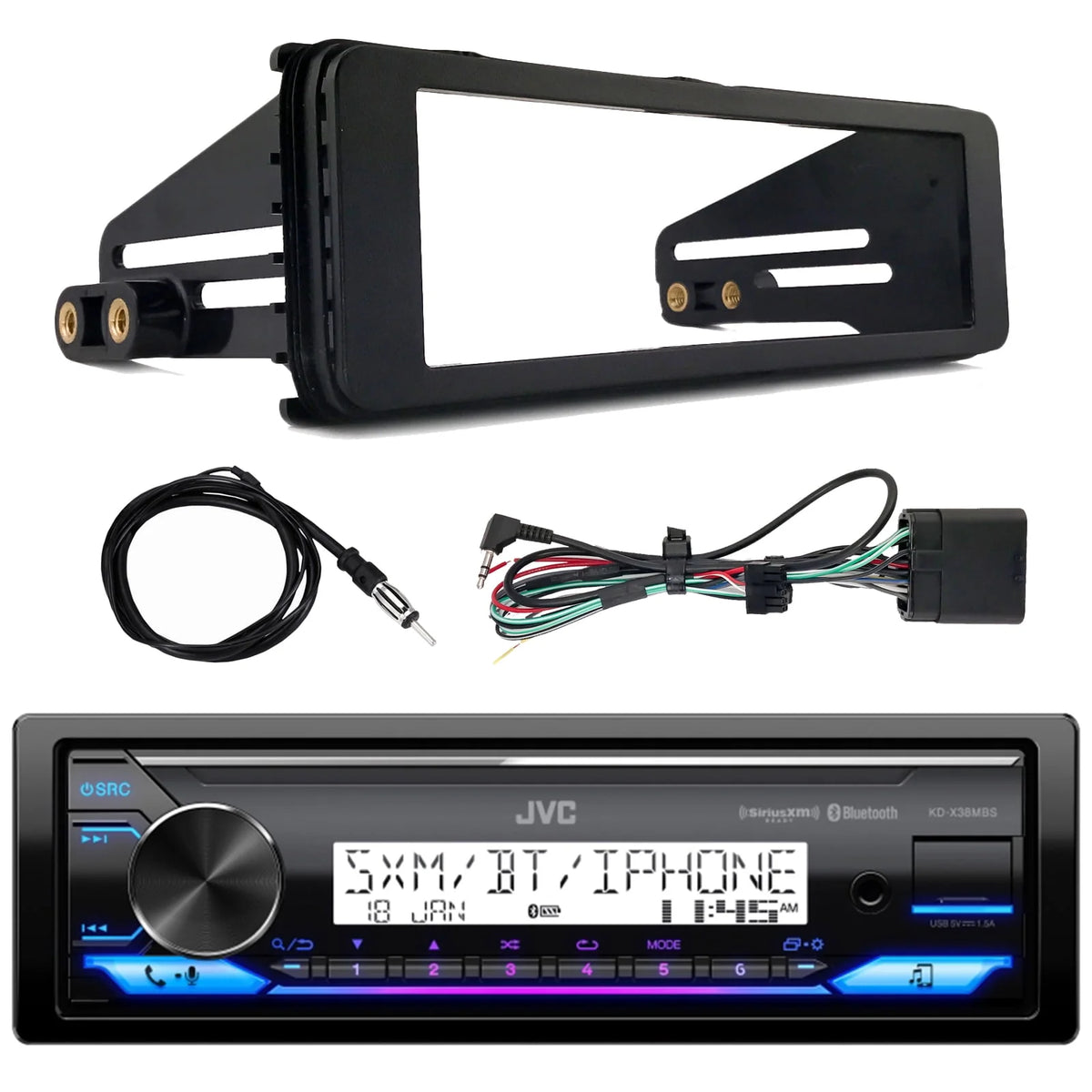 Single DIN Marine Bluetooth USB AUX AM/FM Radio Stereo Receiver E97161