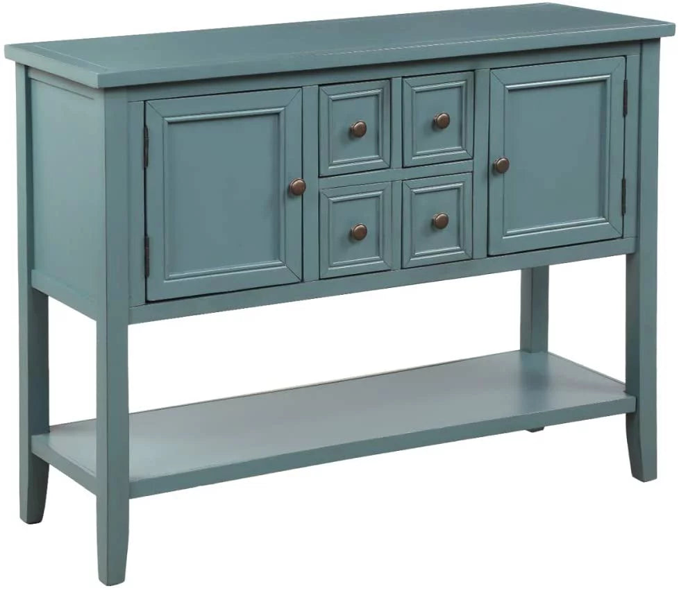 Console Table with Storage Drawers Cabinets and Bottom Shelf B800953