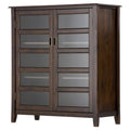 Pine Wood Glass Door Storage Cabinet Q61626