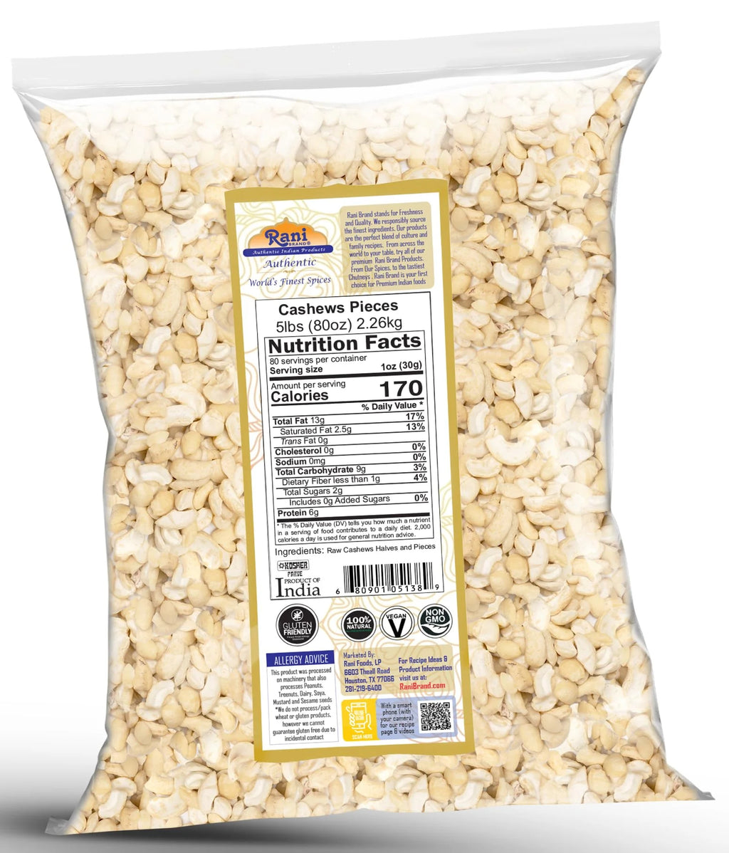 Raw Cashews Halves and Pieces 80oz Unsalted N95442