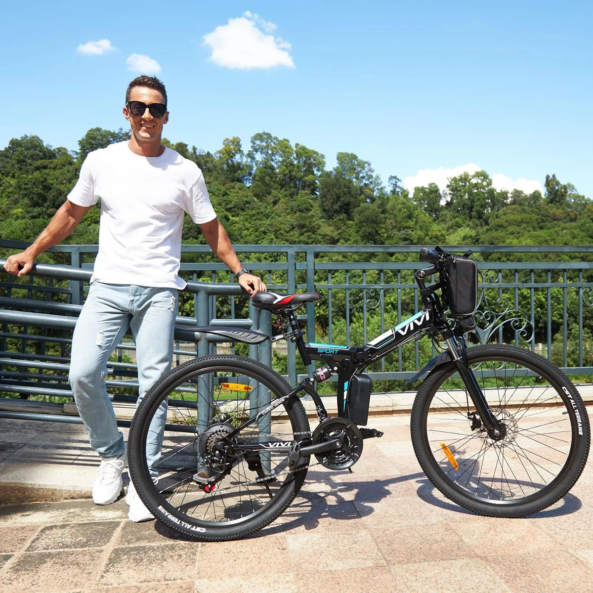 26'' Folding Electric Mountain Bike 500W 21 Speed 48V Removable Battery H393603