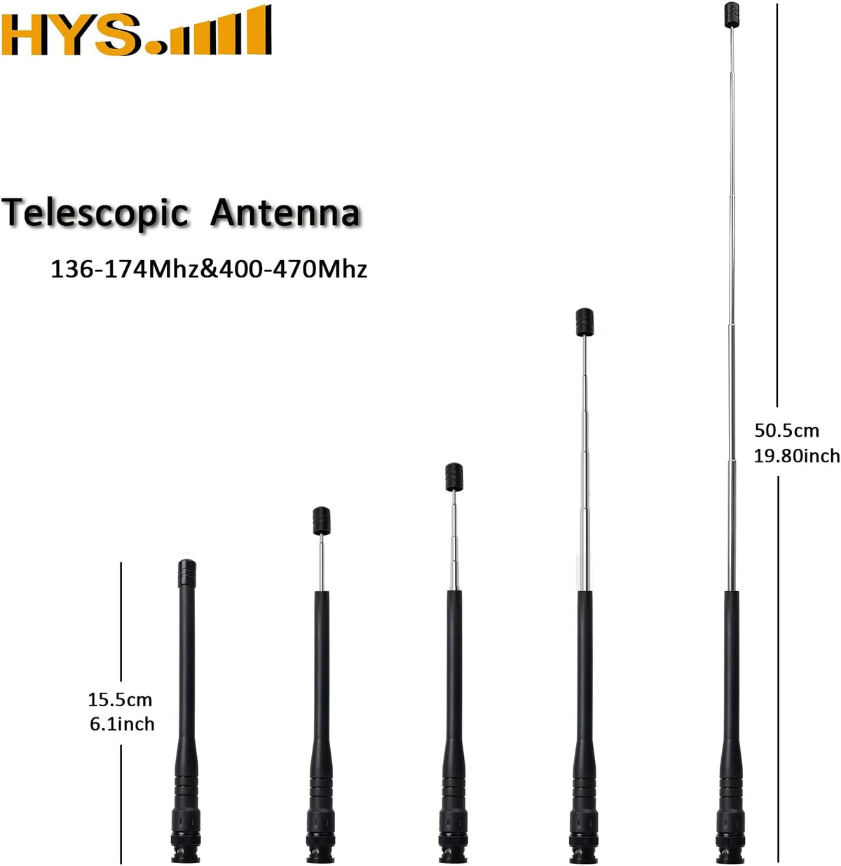 Telescopic Dual-Band VHF 144/UHF 430MHz Retractable Rod Antenna W537
