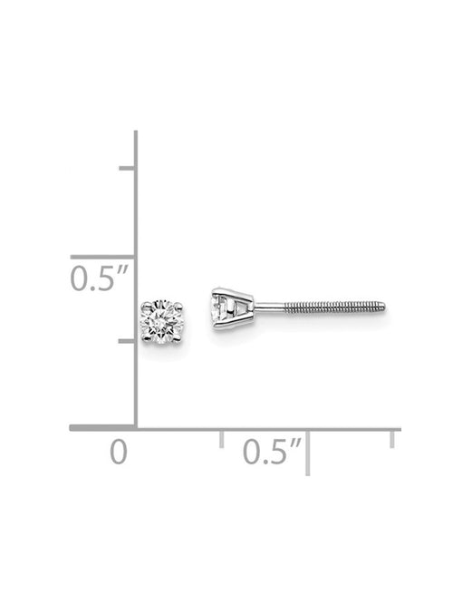 14K White Gold Diamond Solitaire Stud Earrings M753