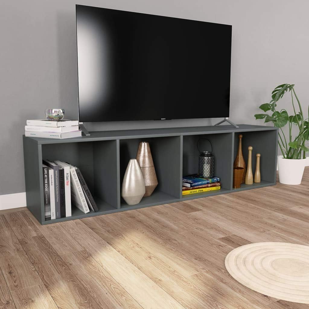 Gray Book Cabinet/TV Cabinet 14.2inch x11.8inch x56.3inch Particle Board Pack of 2 U899