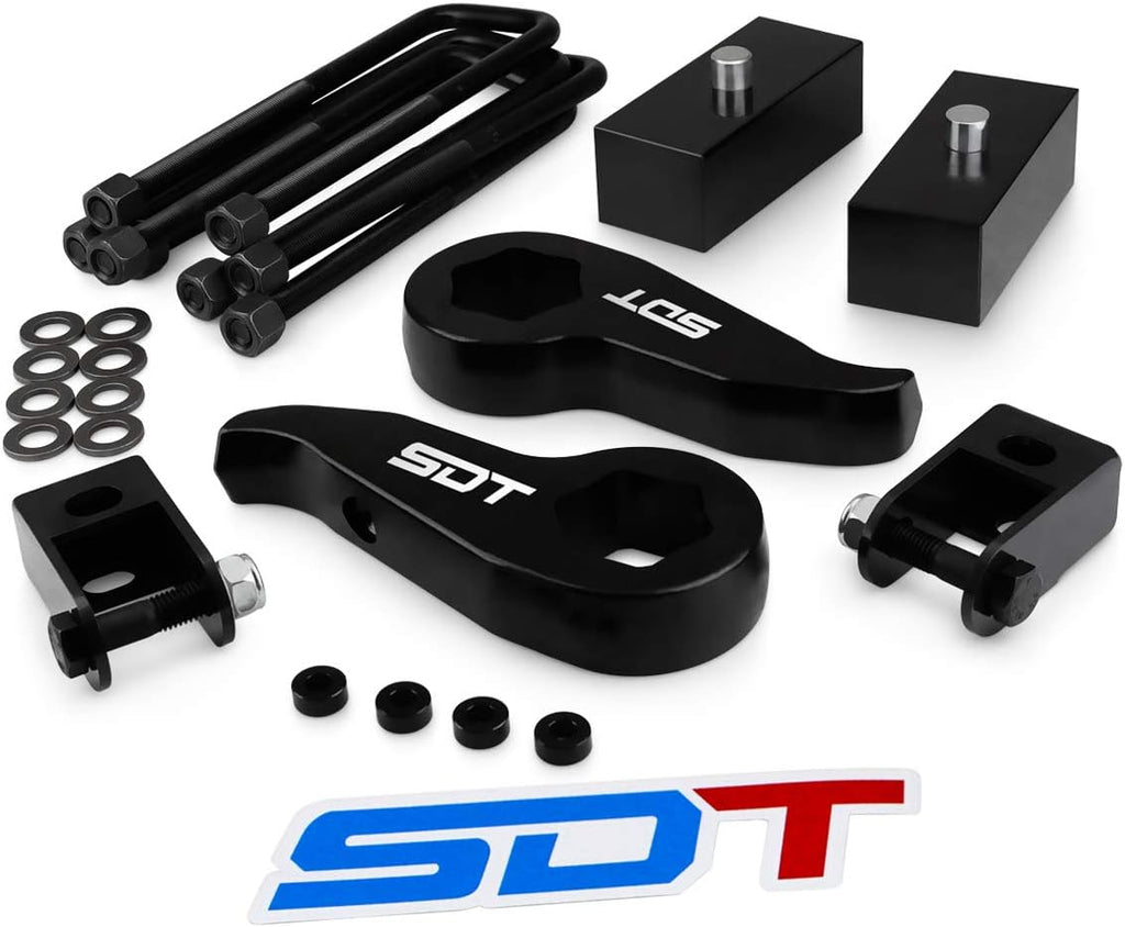 Front 2" Rear Leveling Lift Kit Adjustable Torsion Keys + Rear Blocks + U-bolts + Shock Extenders Fits 2011-2019 Chevy Silverado GMC Sierra 2500HD 3500HD 4WD L246