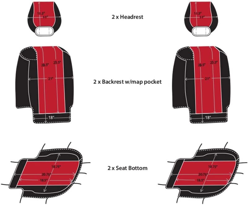 Red Rose & Black Neoprene Front Seat Covers for Ford F150 Pickup Truck K5183