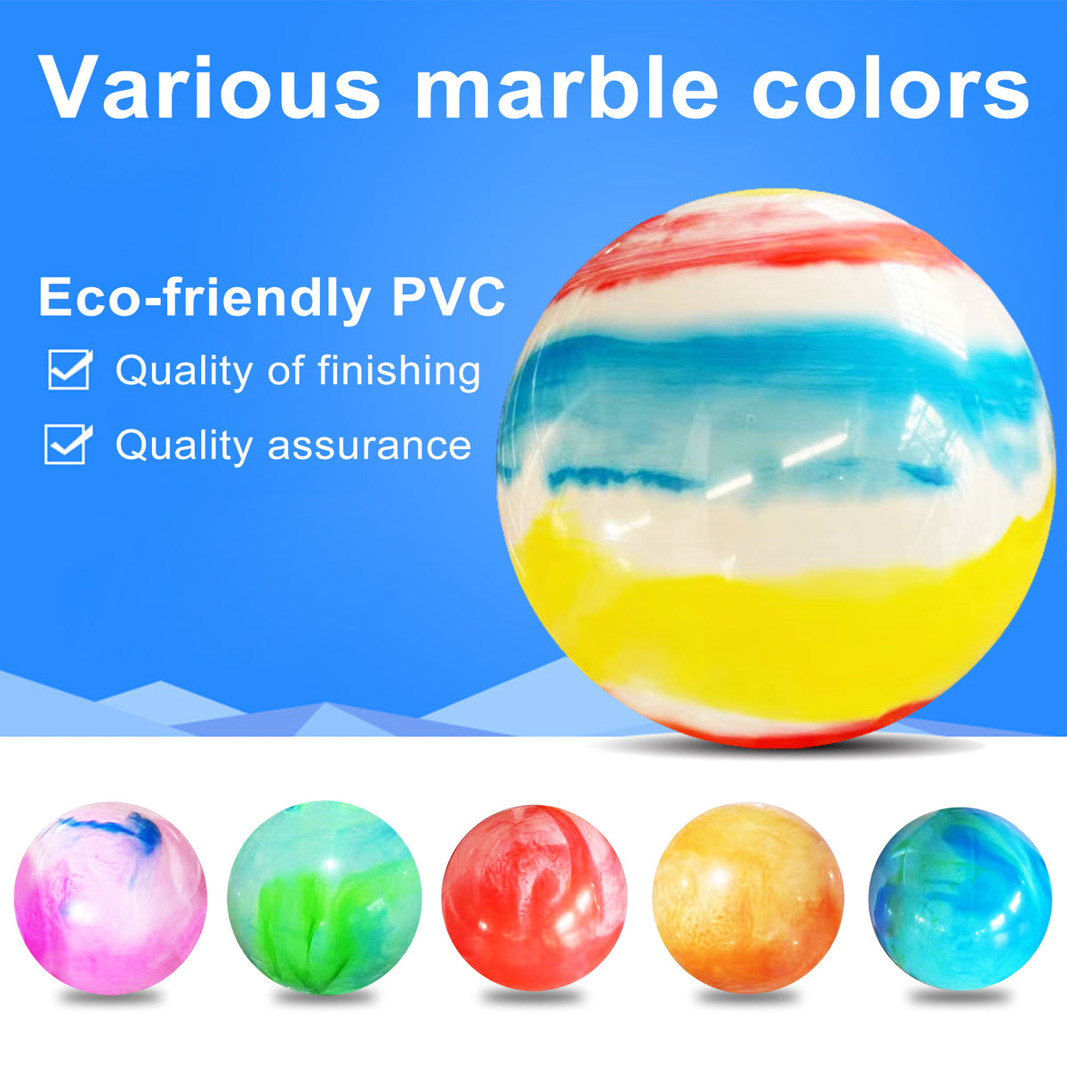 4Pcs 15 Inch Marbleized Bouncy Rubber Playground Sensory Balls G620054