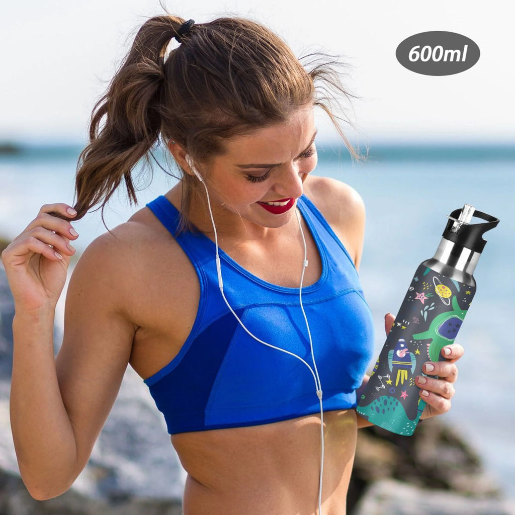 Stainless Steel Insulated Thermos Vacuum Flask Water Bottle with Straw Lid Q505