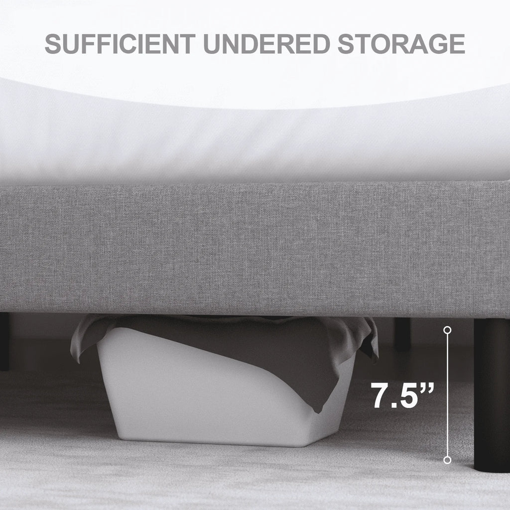 Queen Size Fabric Upholstered Platform Bed Frame L956