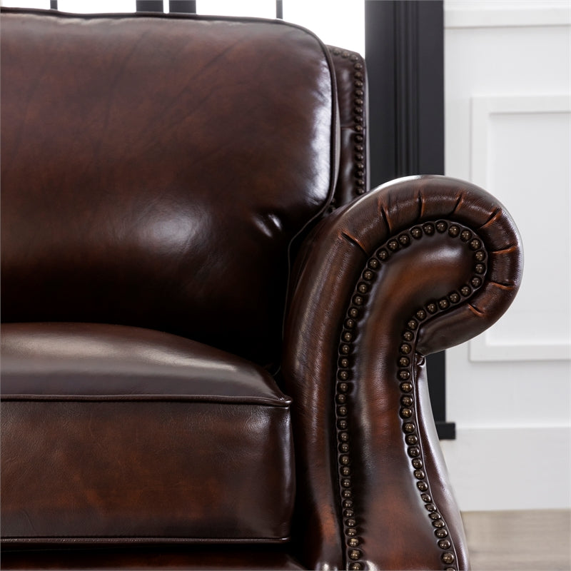 Brown Leather Chair With Nailheads Q582003