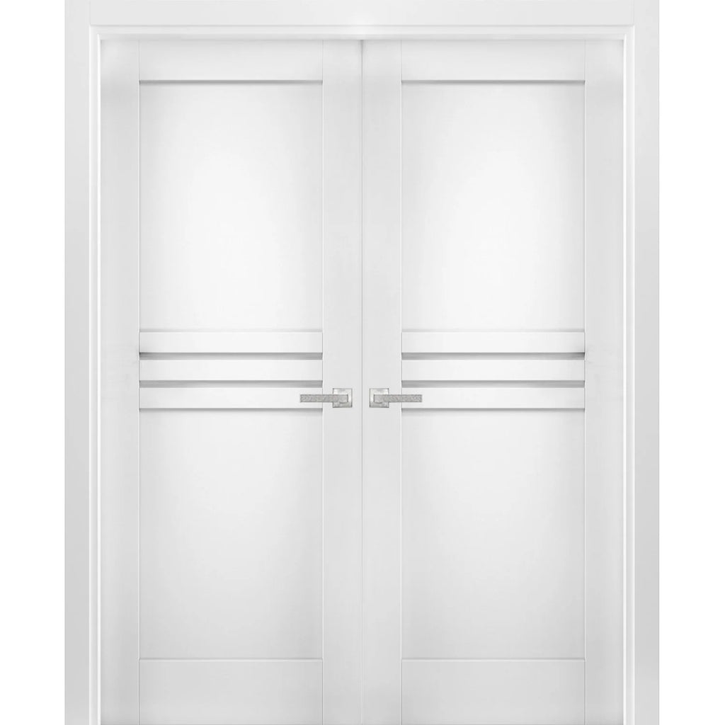 White Solid Wood Double Closet Doors N659