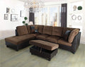 3 PCS Microfiber L Shape Sectional Sofa with Storage Ottoman H98884