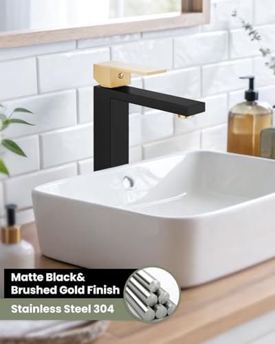 Brushed Gold Tall Single Handle Vessel Sink Faucet L993