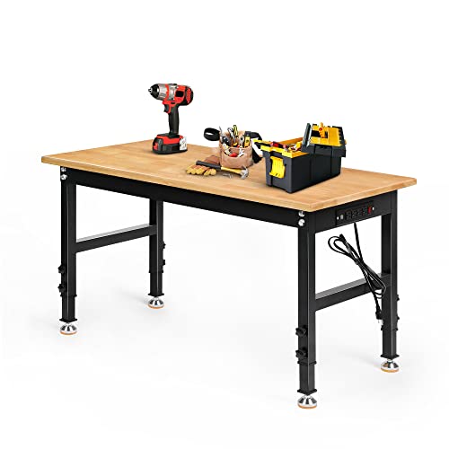 48" Heavy Duty Adjustable Rubber Wood Workbench with Pegboard W3206