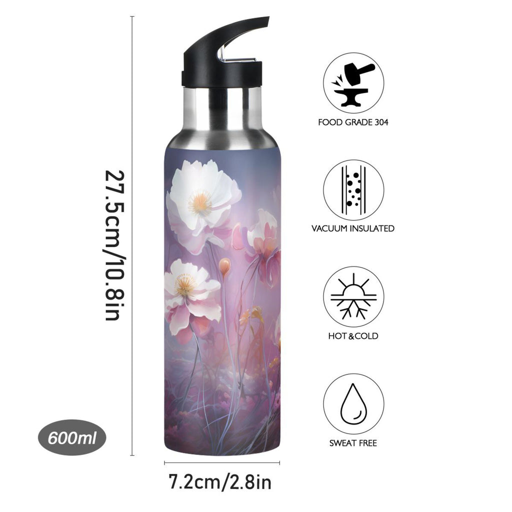 20 oz Insulated Stainless Steel Water Bottle with Straw Lid J74949